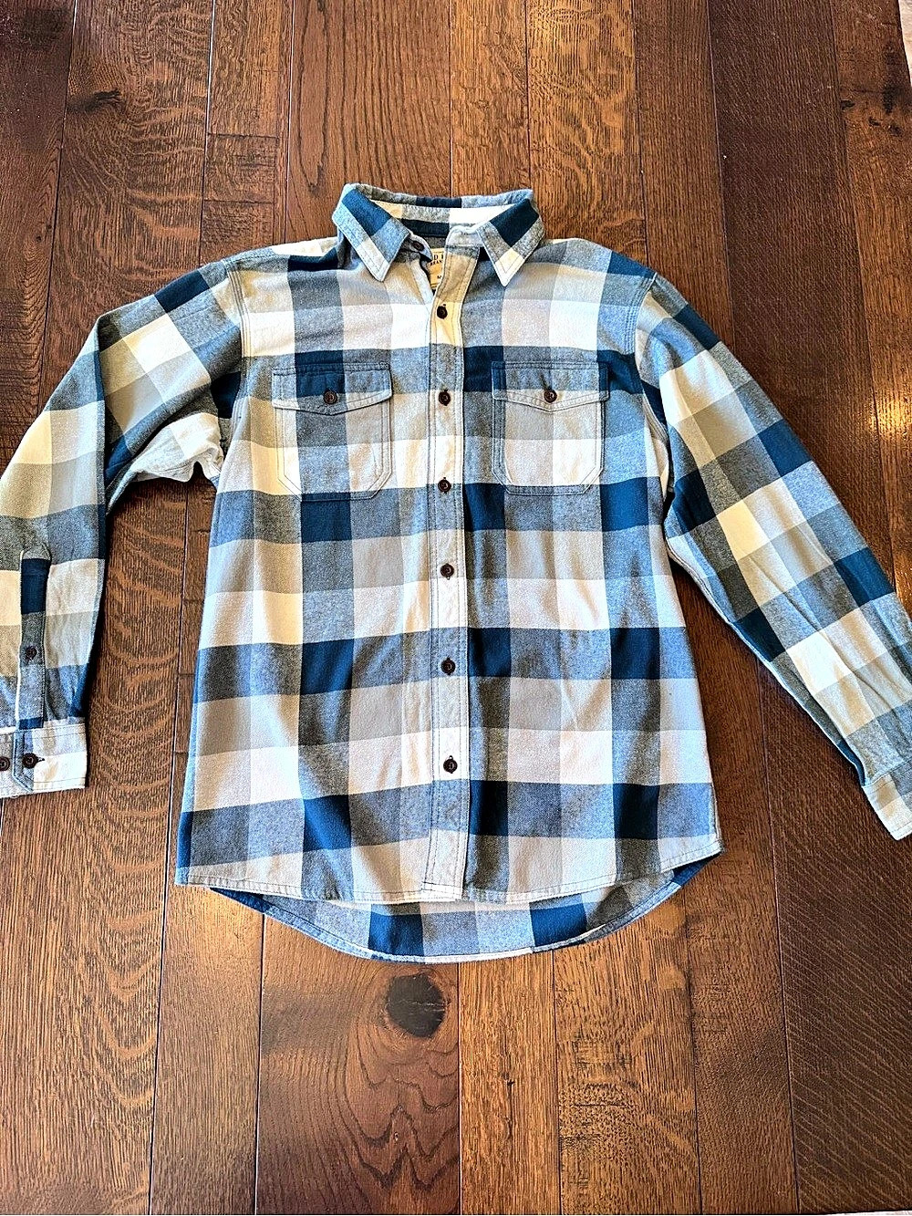 Red Head Plaid Button Down in Blue & White Medium